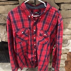BKE Red and Navy Plaid Shirt XXL
